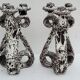 Pair of three-burner candelabra candlesticks by Marius Giuge glazed ceramic Vallauris 1950