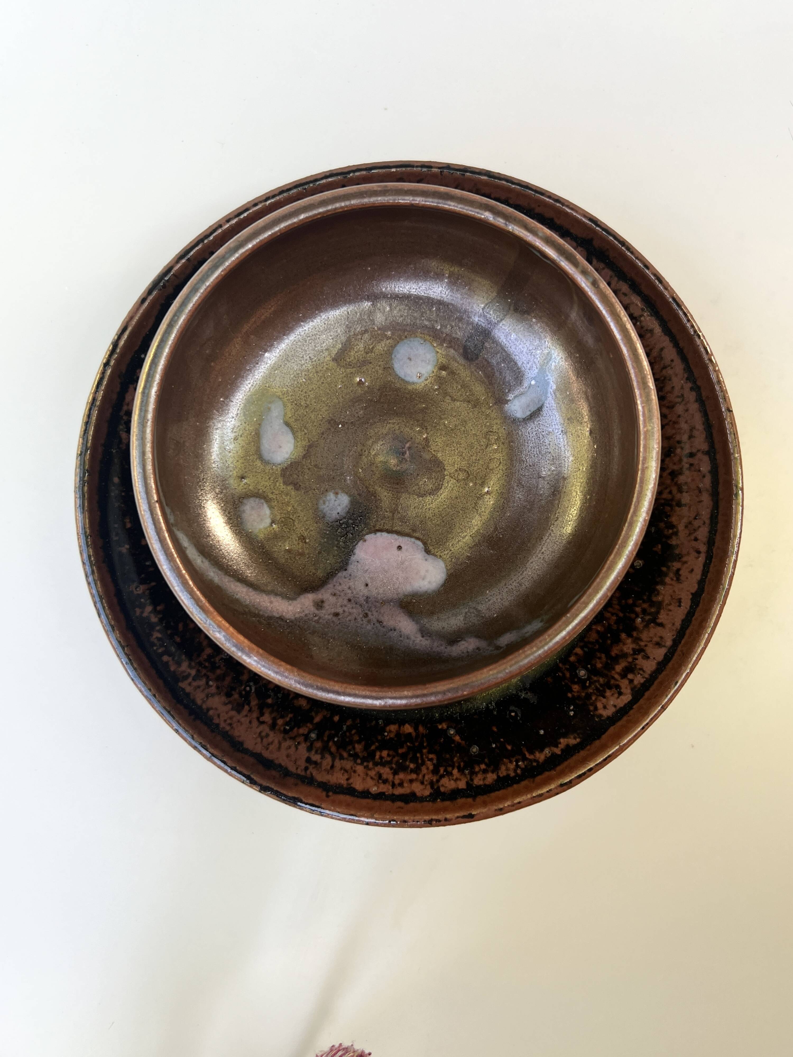 Ramekin / workshop pocket in glazed stoneware and signed