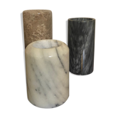 Series of 3 vintage marble candle holders