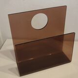 Smoked plexiglass magazine holder 70s.