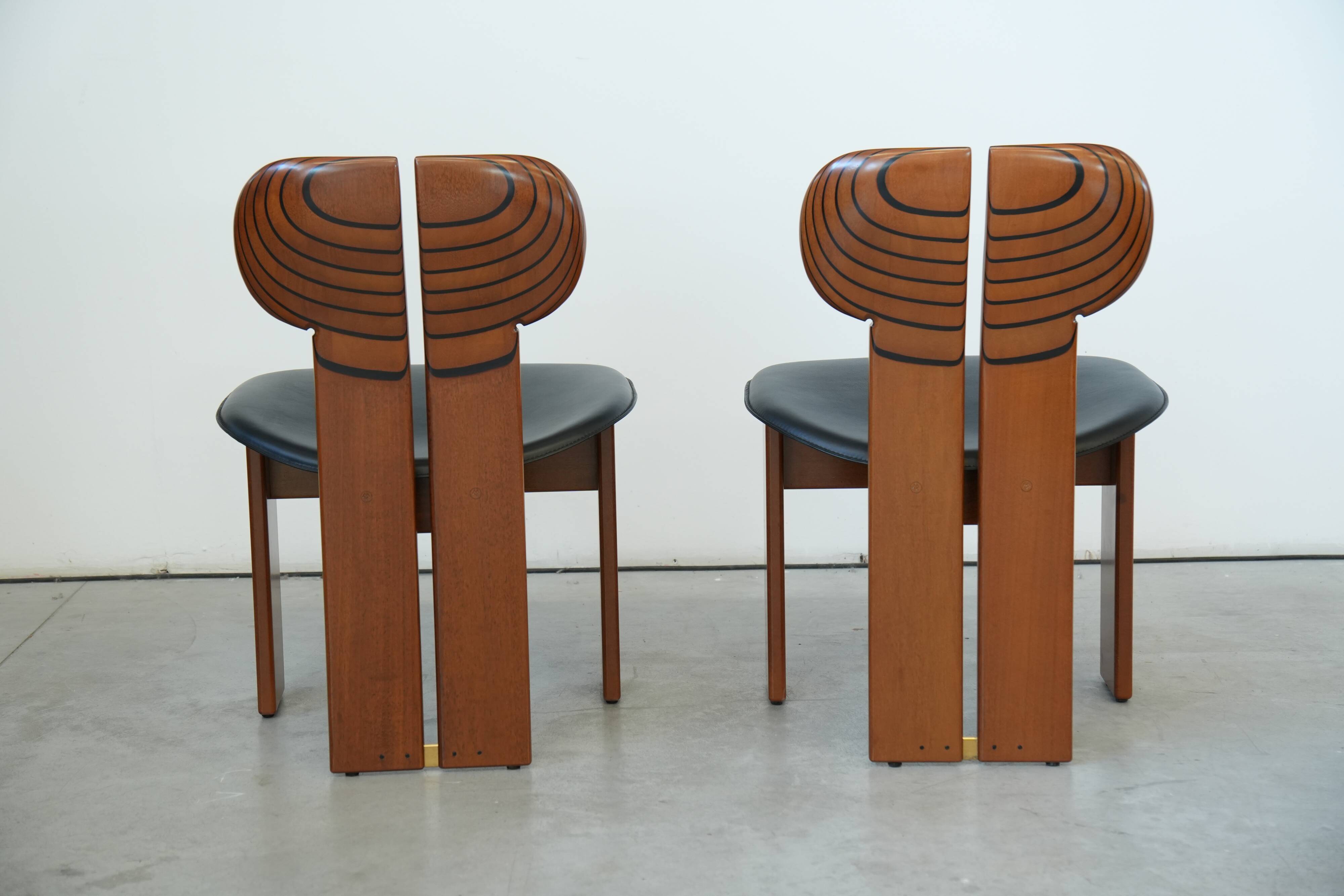 Afra & Tobia Scarpa ‘Africa’ Dining Chair – Walnut & Leather, 1975