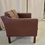 Danish vintage 2 seater brown leather sofa  1960s