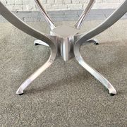 Round dining table - smoked glass & brushed aluminum base