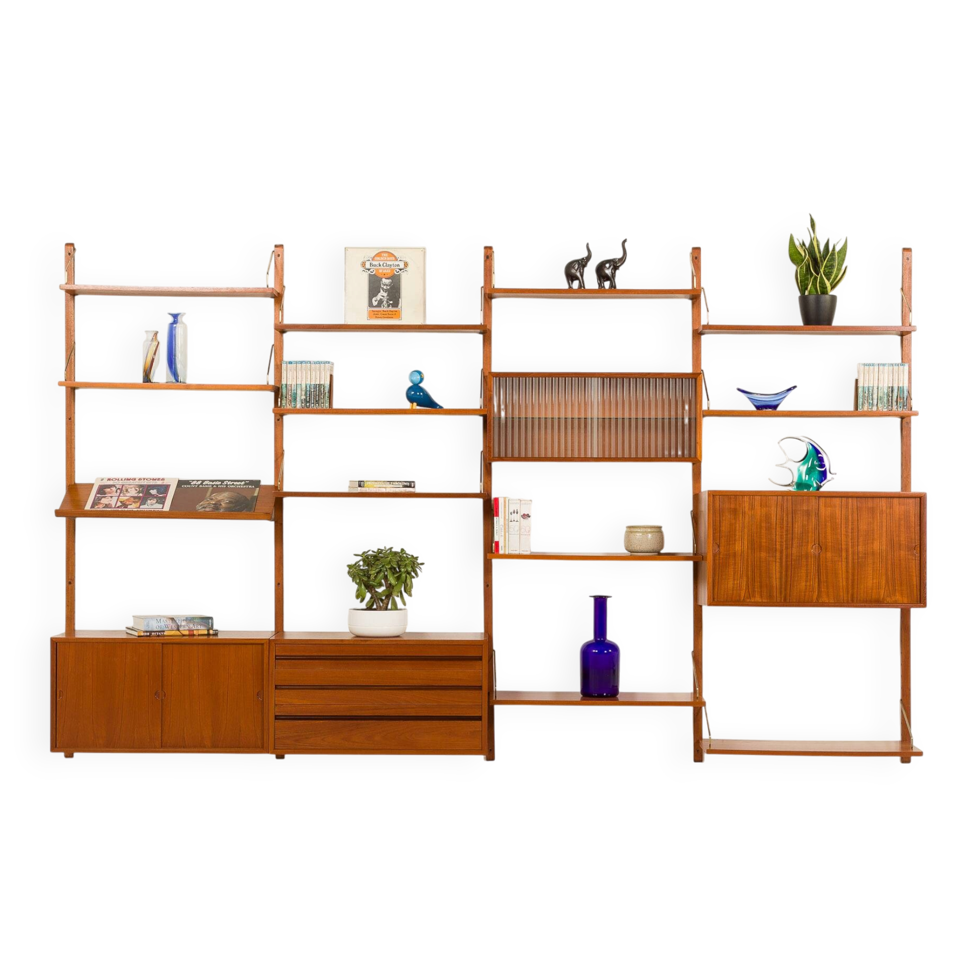 Poul Cadovius 4 bay teak Wall unit, 1960s