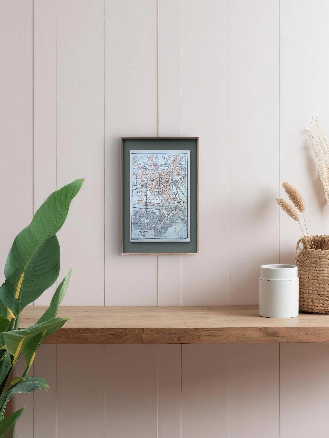 Vicenza, Italy, old map, printed in 1909. Authentic.