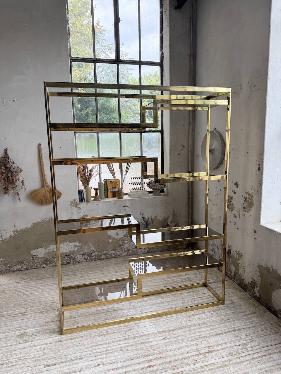 Brass shelf 1970 Belgo Chrom regency