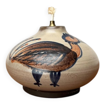 Danish pottery oil lamp in mid-century style by Willer Keramik studio, 1960s.