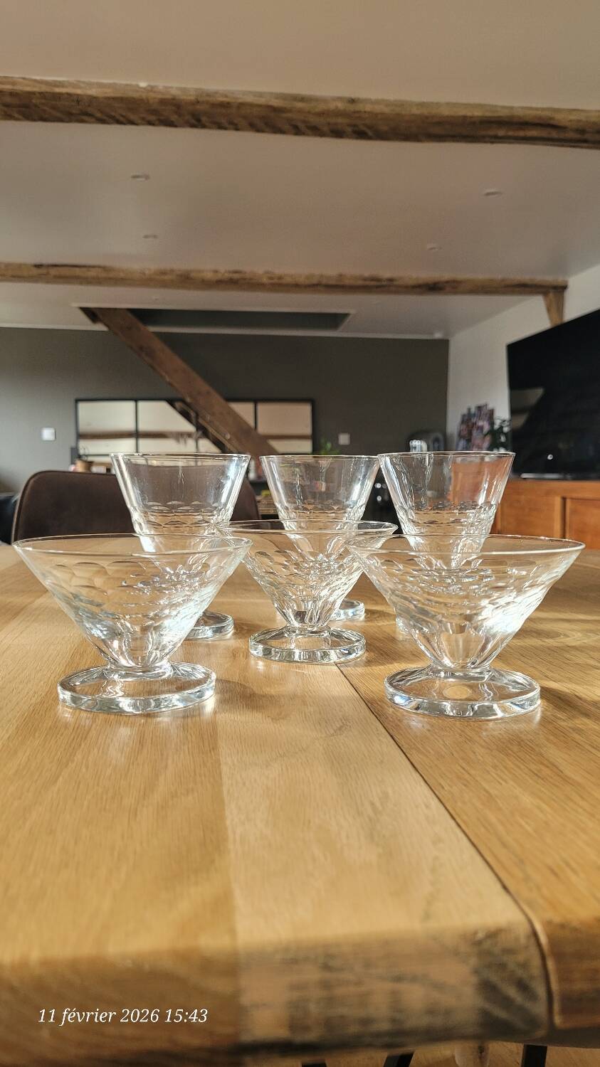 6 vintage cut glass glasses VD made in Belgium