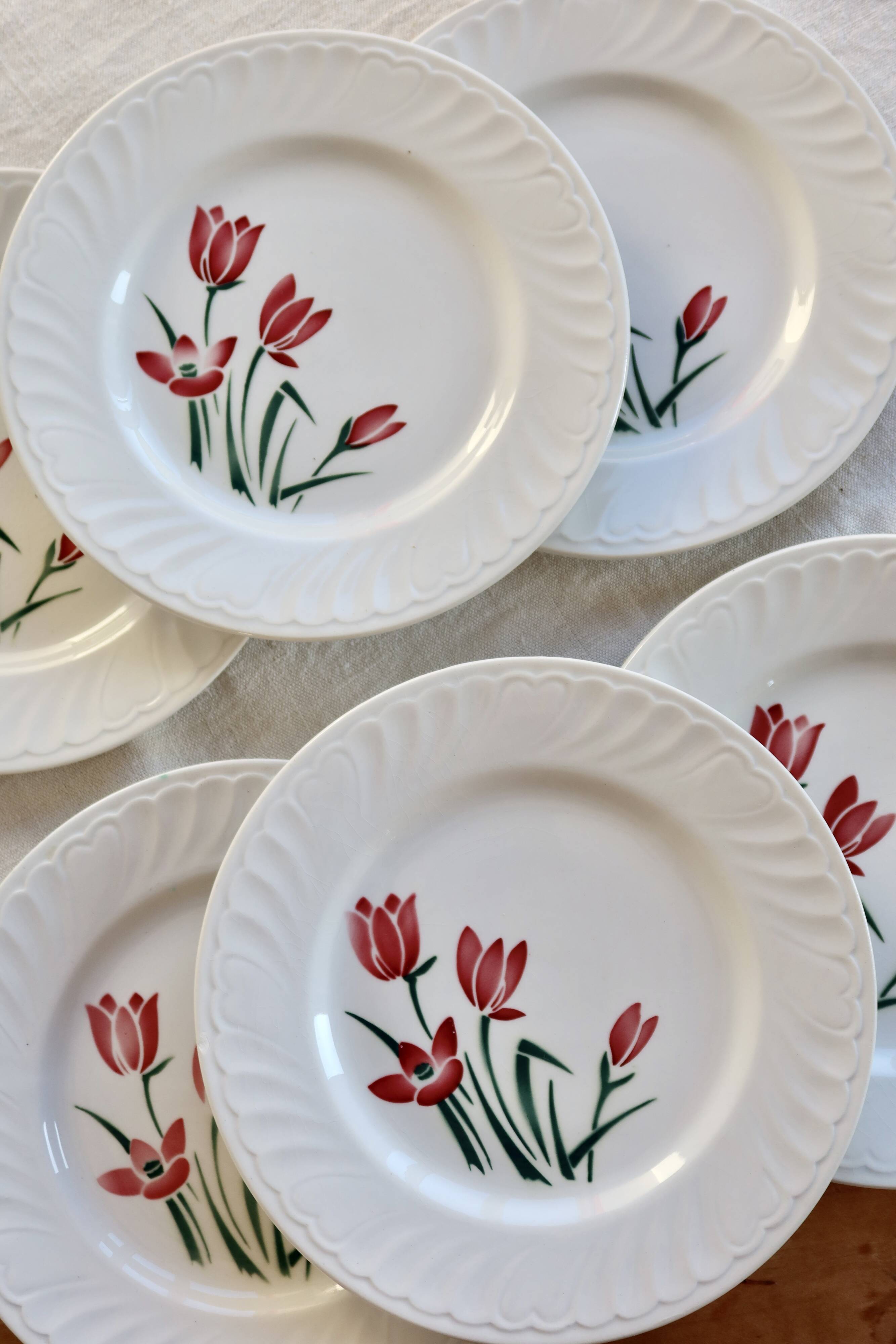 6 vintage dessert plates Badonviller model Crocus