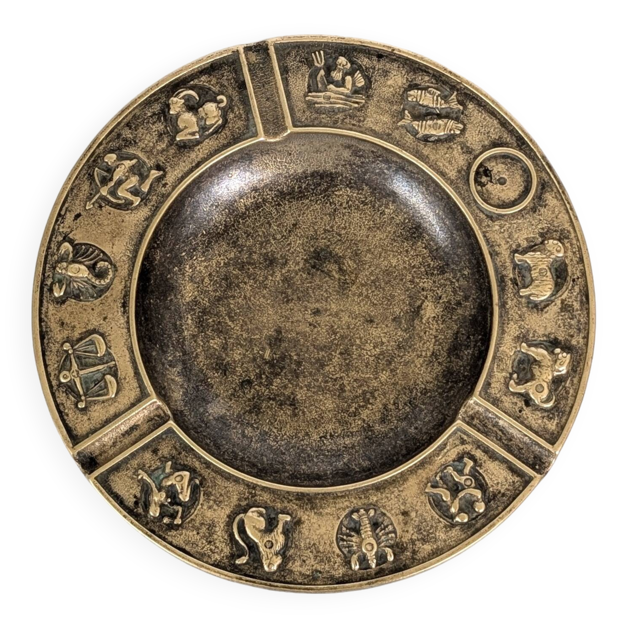 Large brass pocket emptier | Zodiac signs