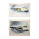 Pendant d'aquarelles Marine abstraite par Françoise Lepage