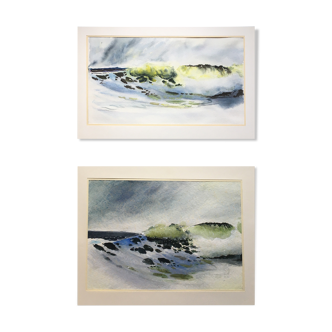 Abstract Marine watercolour pendant by Françoise Lepage