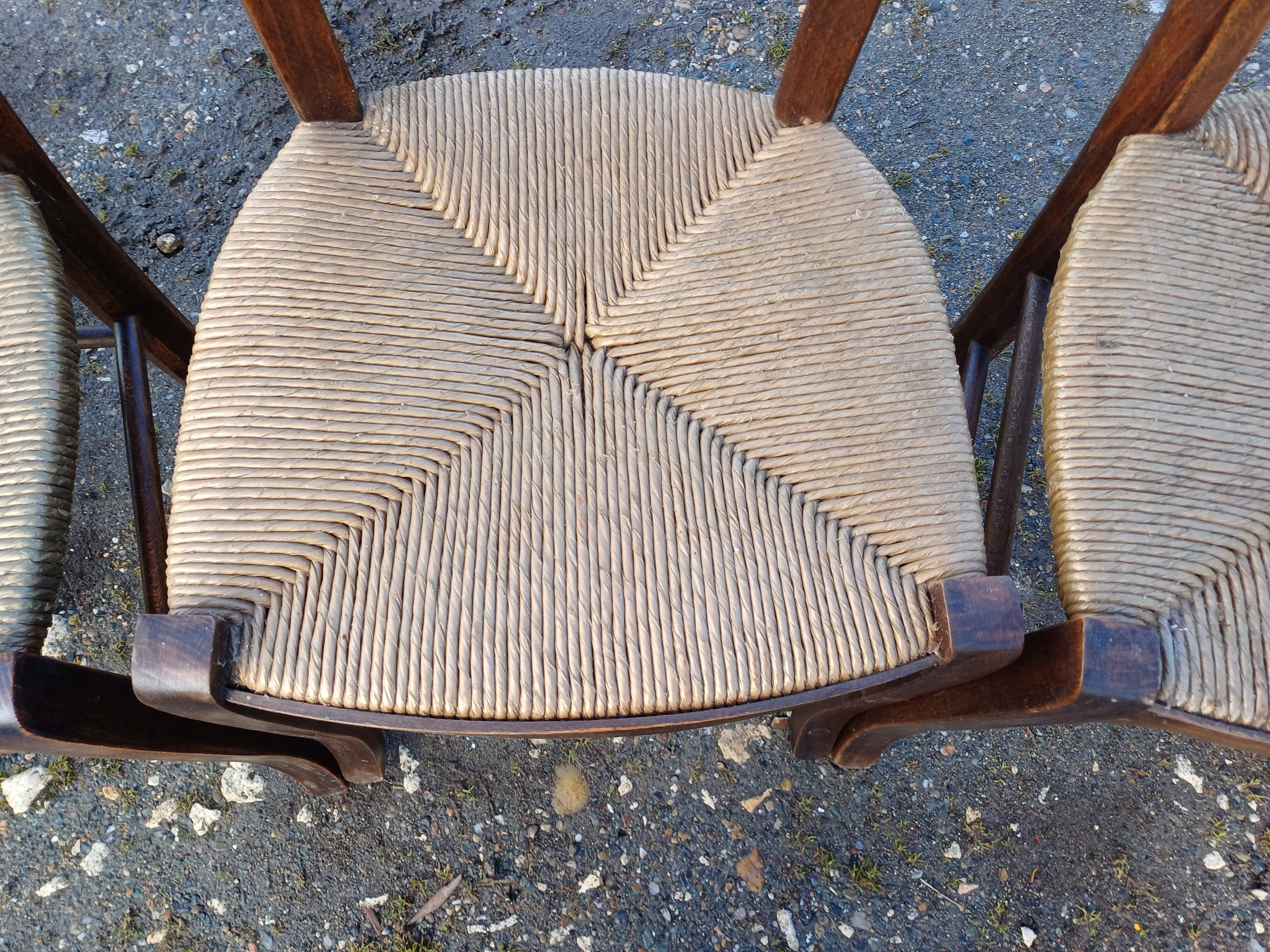 7 Old Straw Chairs