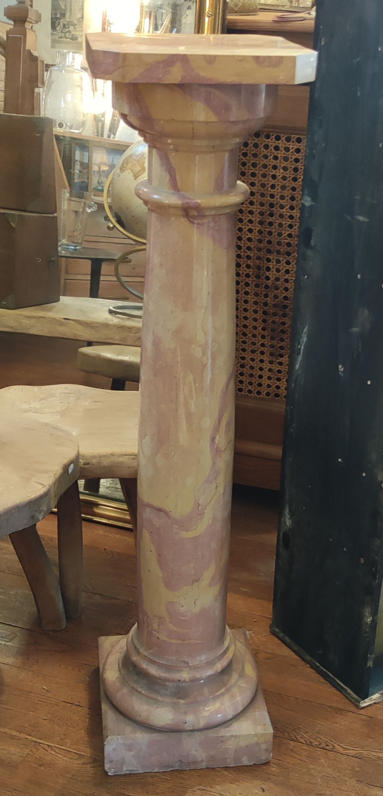 Old pink marble presentation column