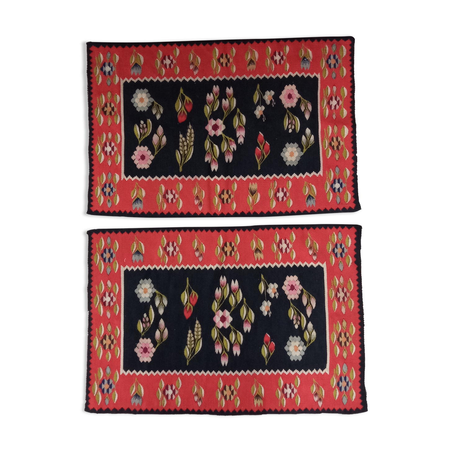 Pair of Moldovan kilim carpets