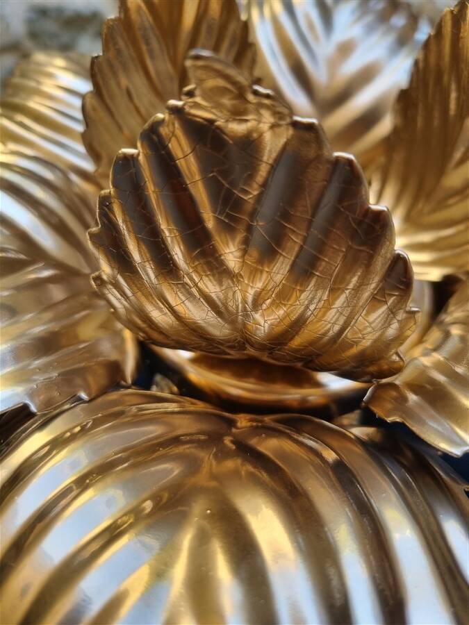 Pair of Masca flower wall lights in gold metal