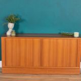 Buffet danois à porte tambour en teck rétro danois moderne Poul Hundevad (HU)