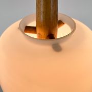 1960s Wood and Glass Pendant Light by ULUV, Czechoslovakia, Marked by Manufacturer