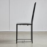 Italian Postmodern Black Leather Dining Chair with "X" Shape, 1980s
