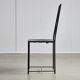 Chaise de salle à manger italienne postmoderne en cuir noir en forme de « X », années 1980