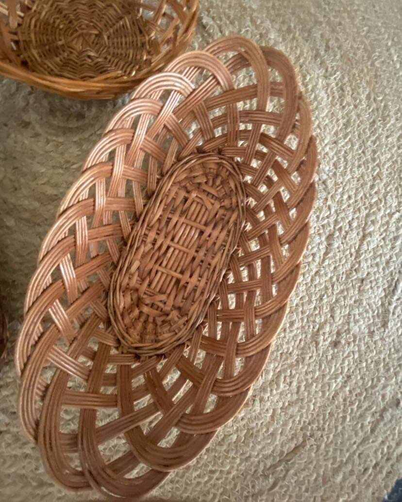 3 matching wicker bread baskets.