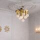 Art Deco-mid-century ceiling light in brass – 10 lights