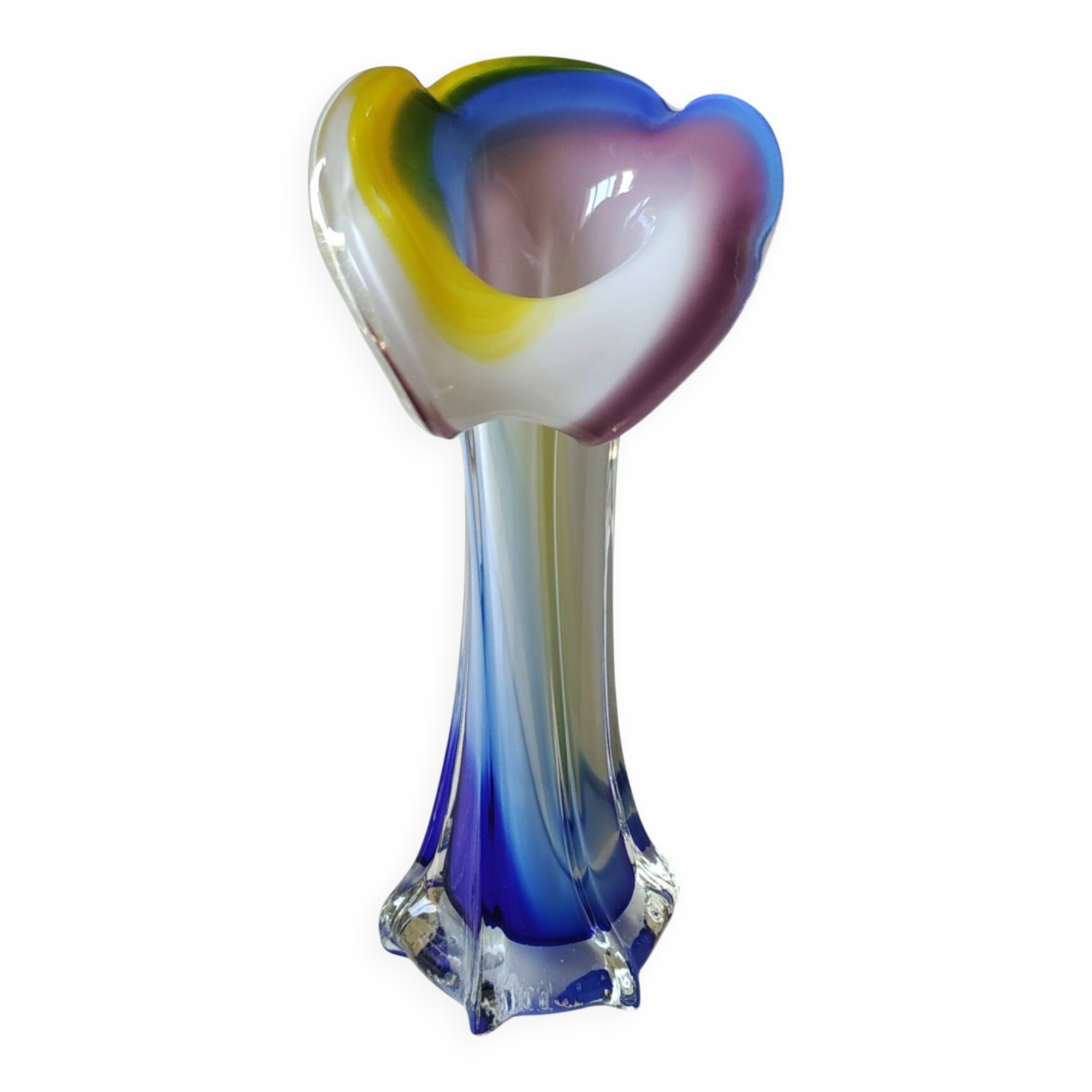 Vase design Fleur Arum. In blown art glass, Murano style. 21 cm.