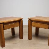 Pair of vintage elm bedside tables, 1970s