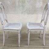 Pair of old white canne chairs