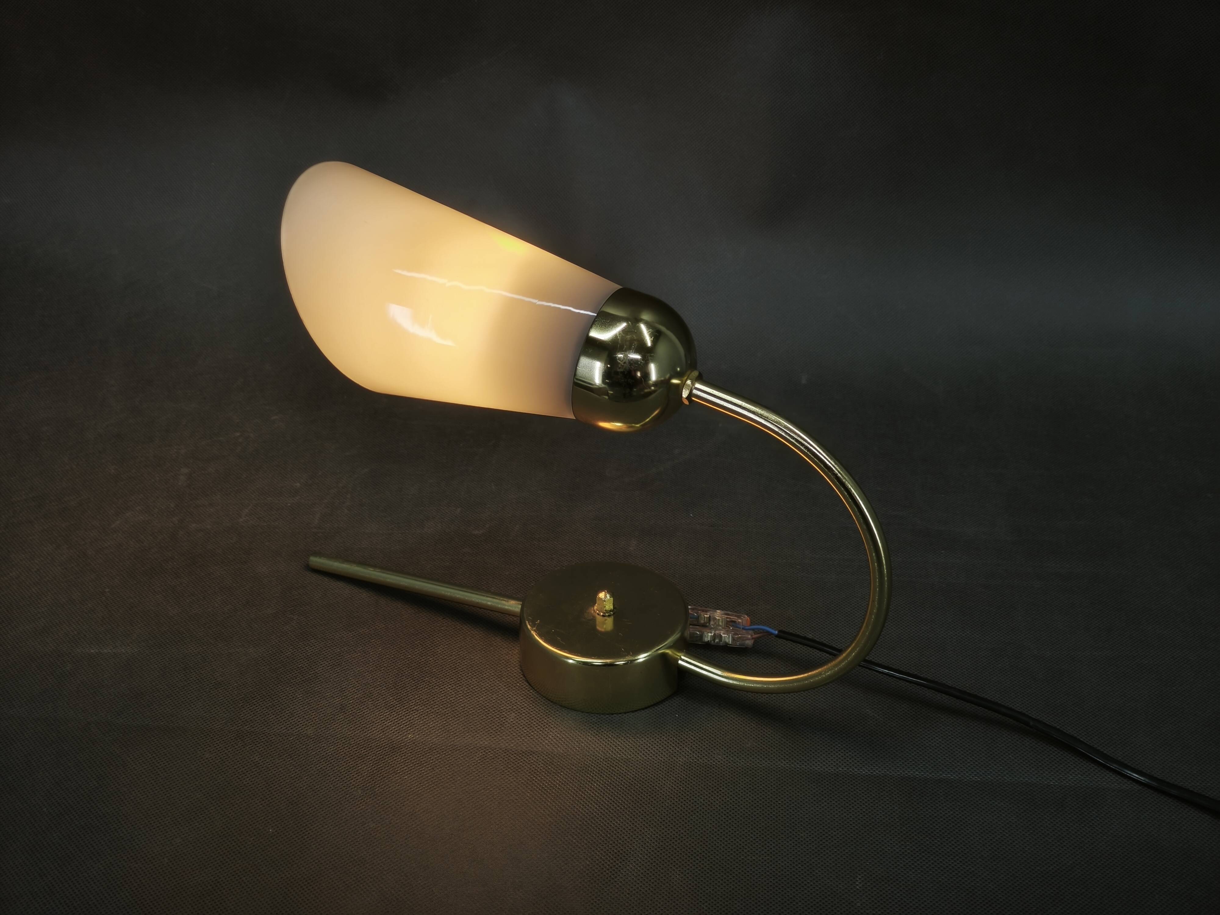 Pair of Brass Opaline Wall Lights by Kamenický Šenov, 1970s