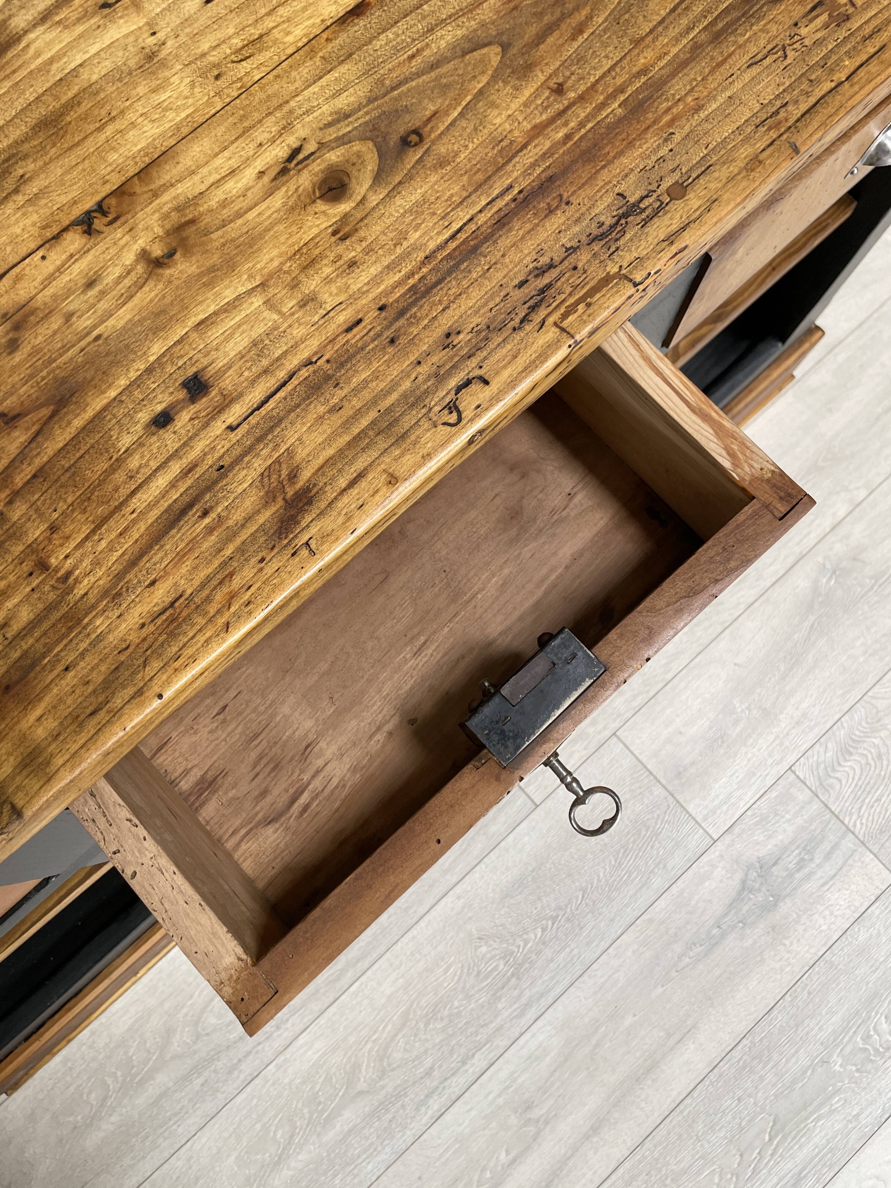 Solid wood box counter.