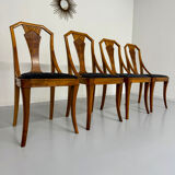 Set of 4 walnut/burl wood chairs, Art Nouveau, early 20th century