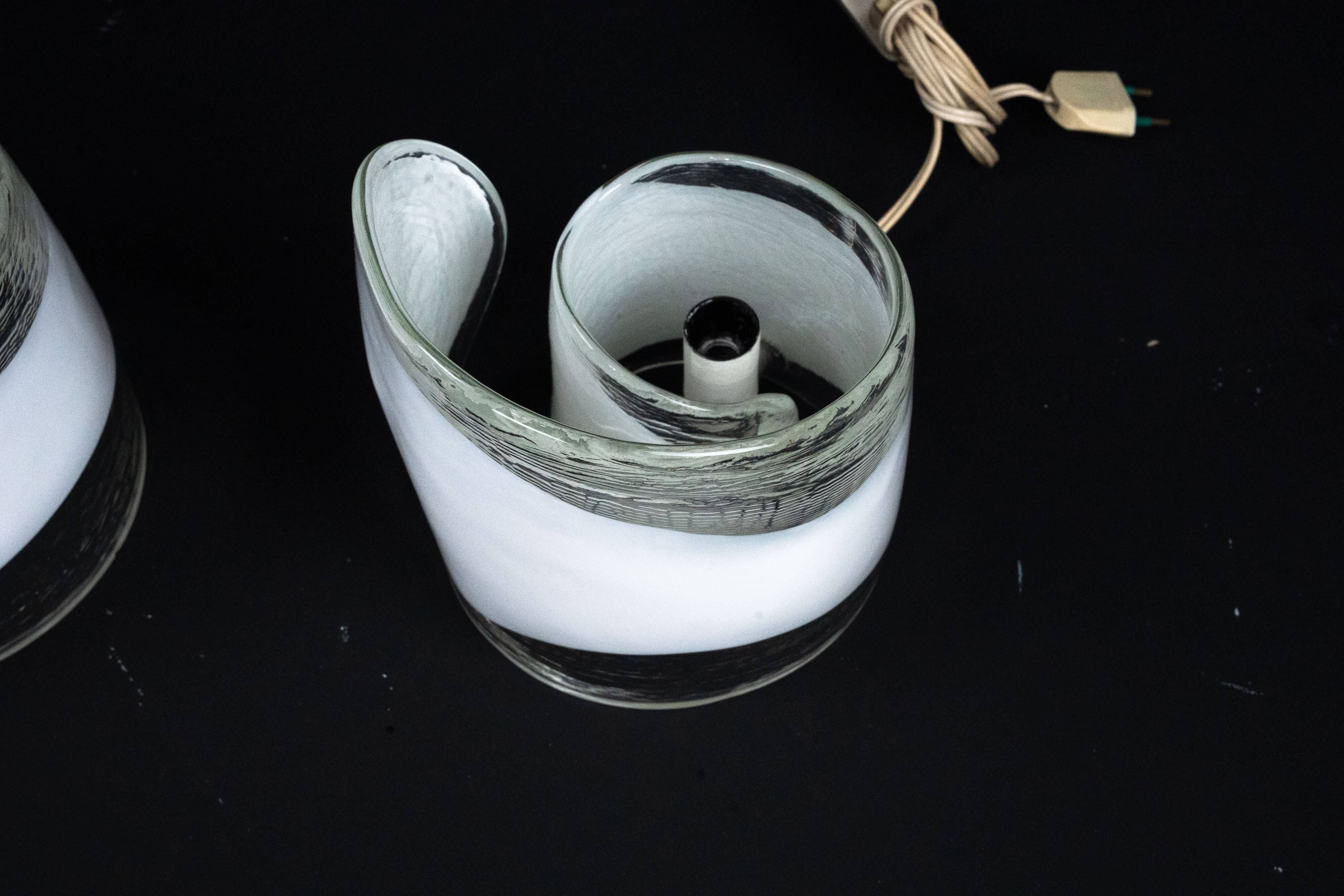 La Murrina, pair of Murano glass table lamps. Italy 1970s