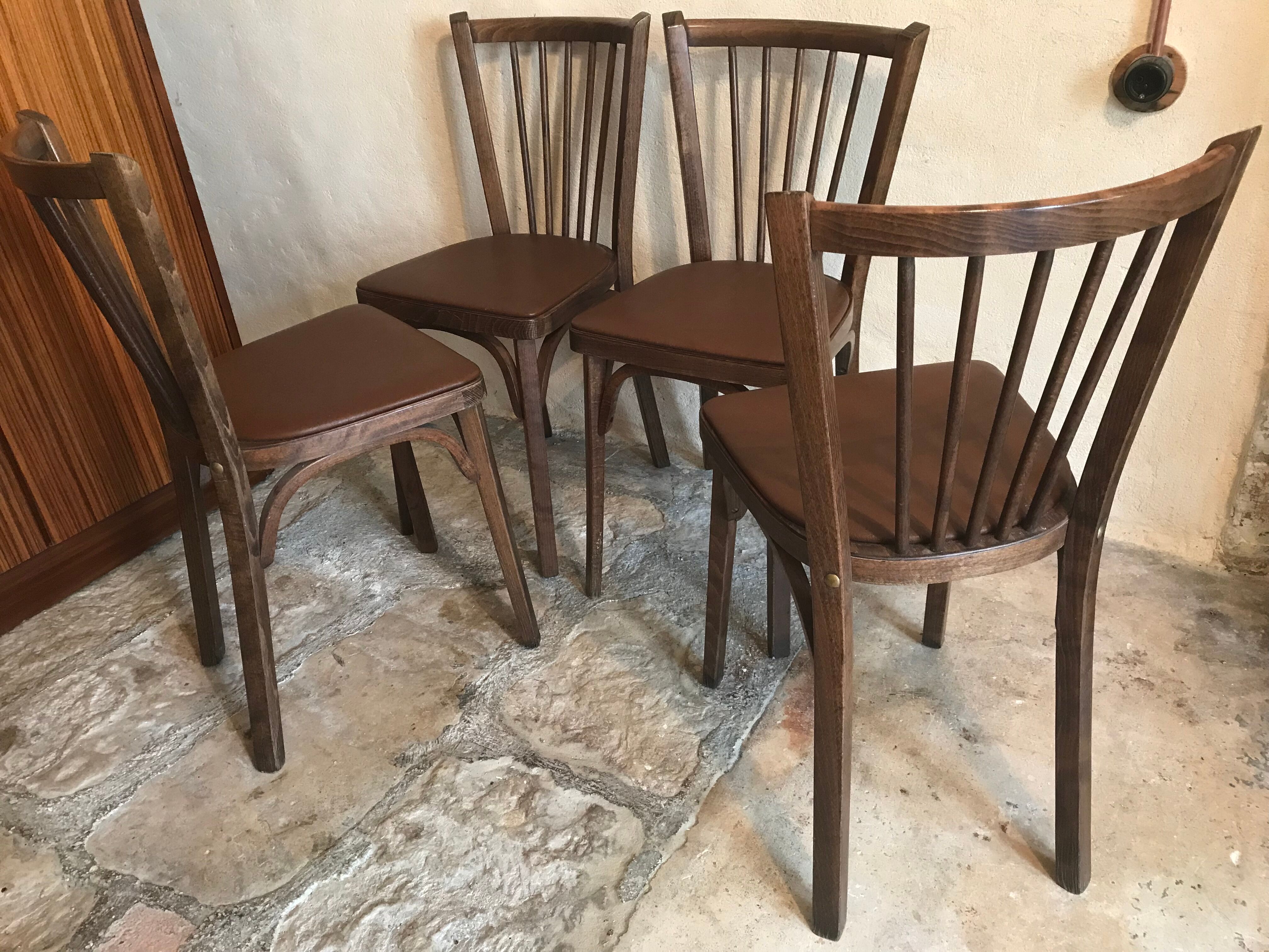 Set of 4 chairs bistrot baumann vintage midcentury