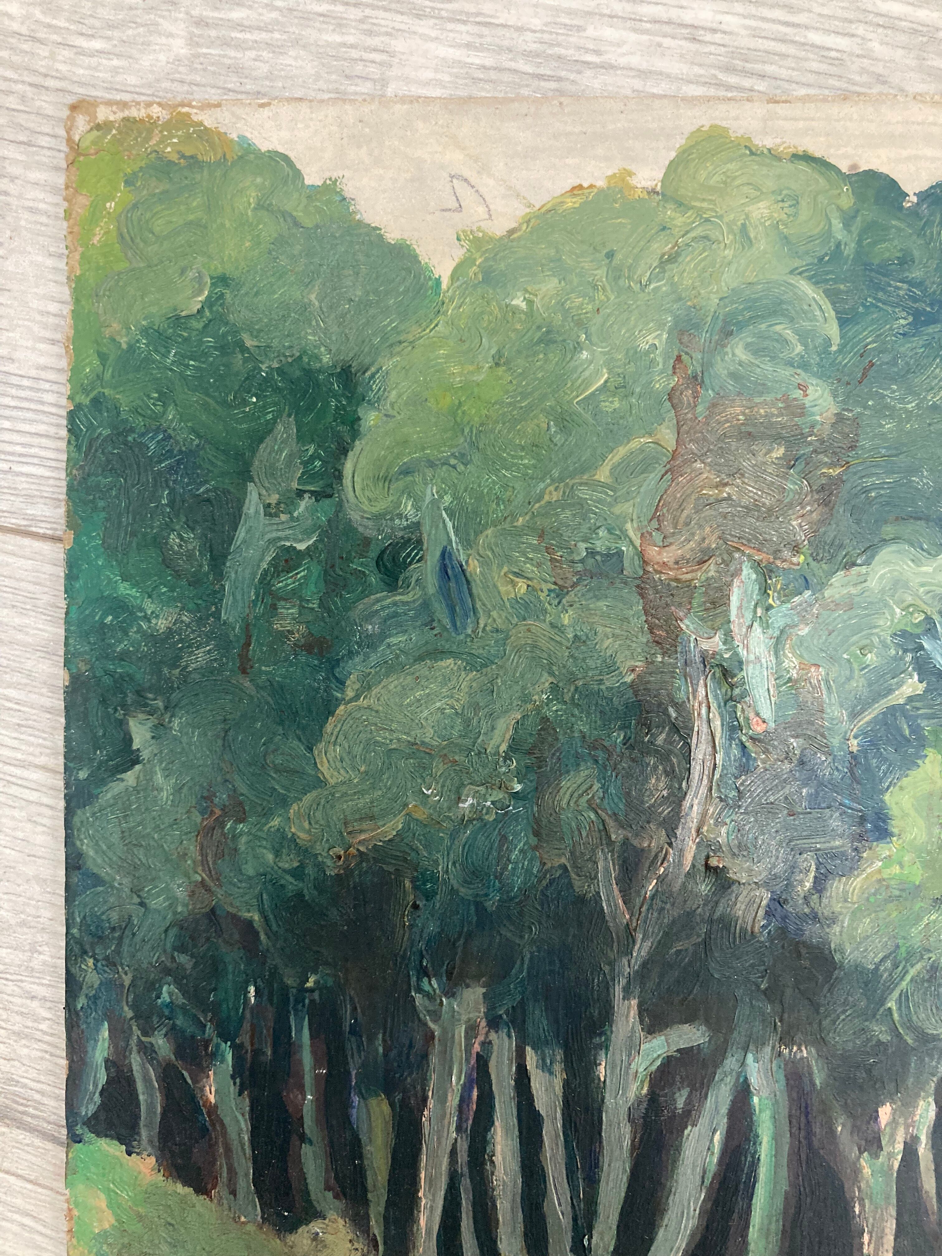 Oil painting on vintage cardboard