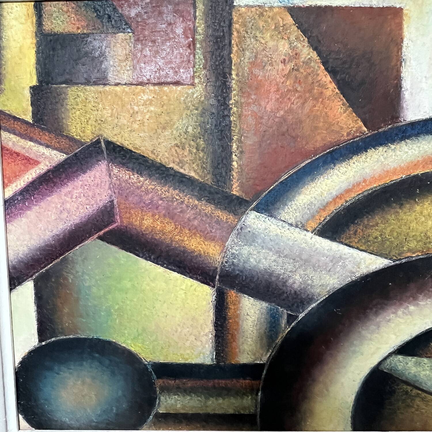 Cubist painting 1950 signed S. Montegnie
