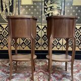 Paire de tables de chevets de style Louis XV - Transition en noyer