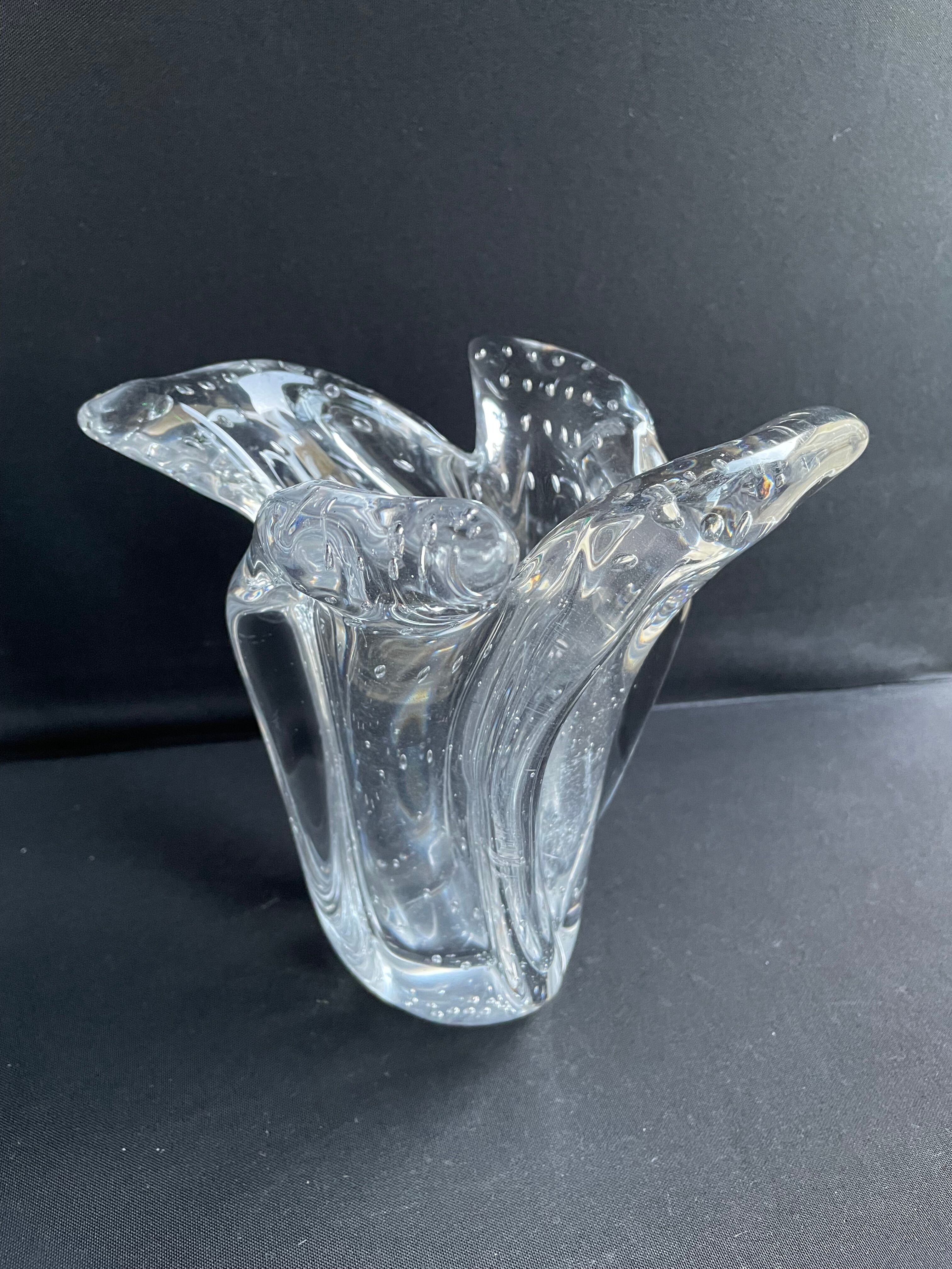 Schneider XXth bubbled crystal vase