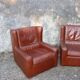 Pair of armchairs with very soft leather ears 80s