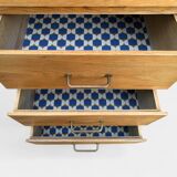 Chiffonnier pieds compas bois brut 1950