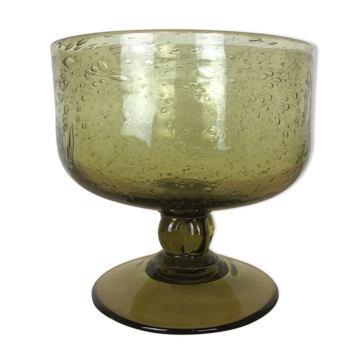 Biot bubbled glass cup, fruit basket