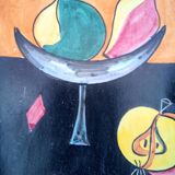 Hand painted italian ceramic, mid century, still life