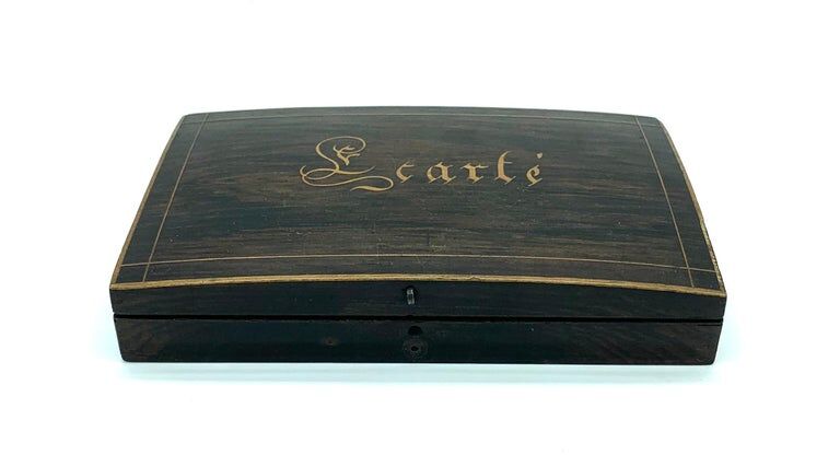 Card box in rosewood marquetry mid 19th century