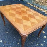 Table à manger rectangulaire extensible Louis XV en bois massif 220cm