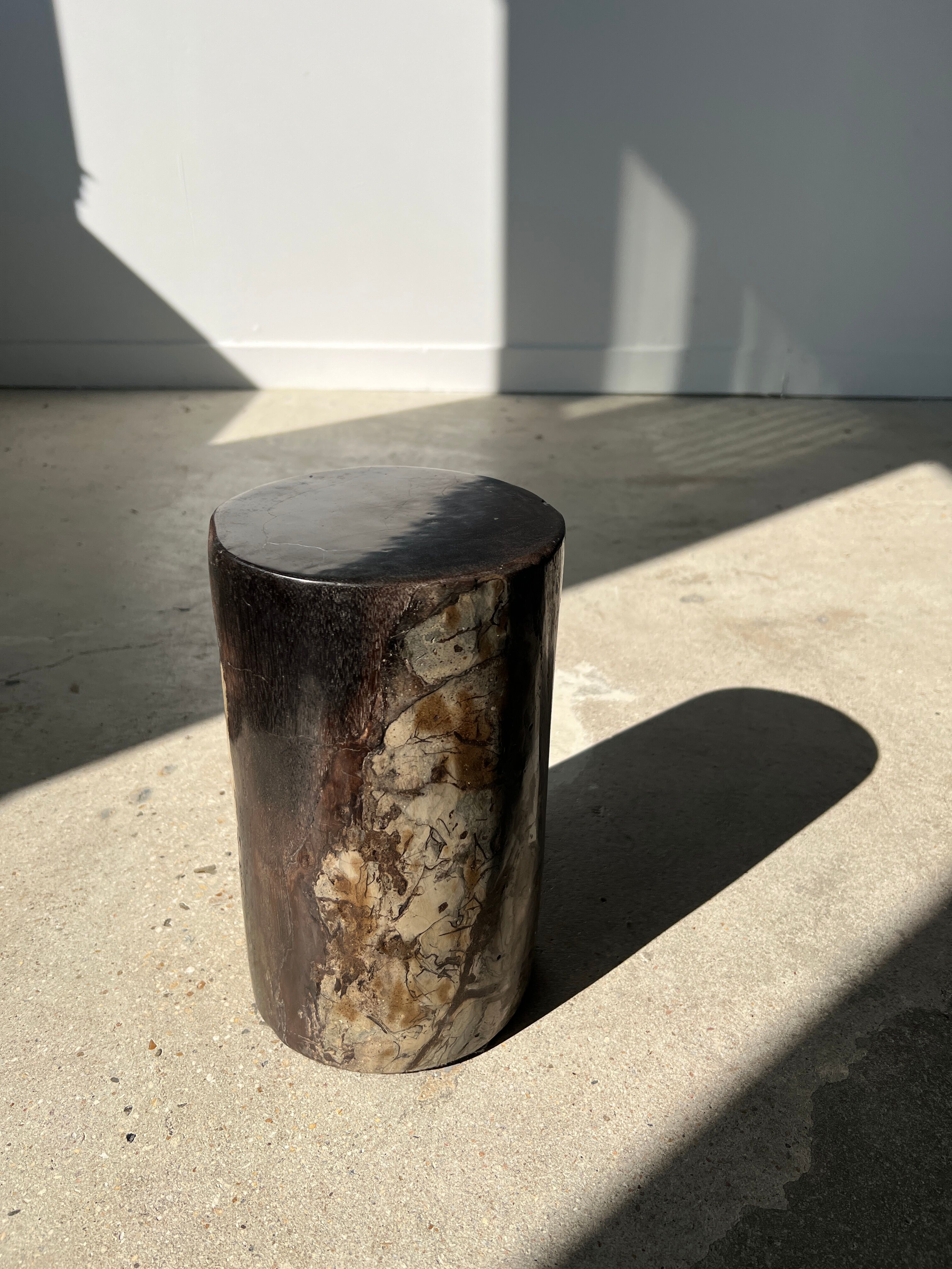 Side table in black petrified wood h:28,5cm d:17cm