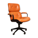 Swivel office chair - highback - in cognac leather by Ico Parisi for MIM - Italy - 1970's