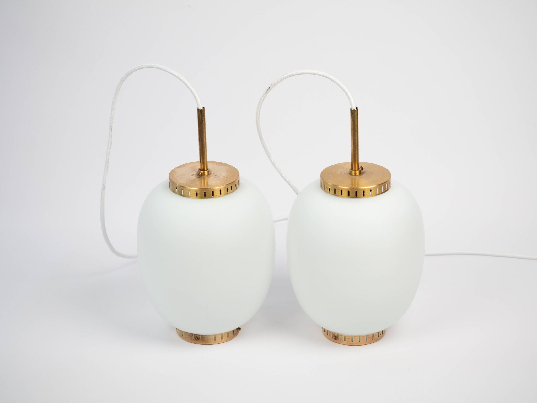 Pair of danish vintage Kina pendant lamps by Bent Karlby, Lyfa, 1946