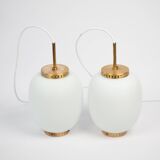 Pair of danish vintage Kina pendant lamps by Bent Karlby, Lyfa, 1946