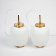 Pair of danish vintage Kina pendant lamps by Bent Karlby, Lyfa, 1946