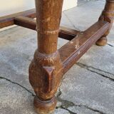 Antique 1900s Solid Oak Rustic Farmhouse Console Side Table